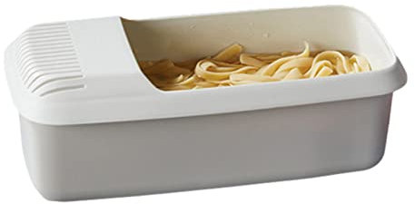 LINGJIONG Kitchen Tools Spaghetti Bowl,Microwave Pasta Cooker With Strainer Heat Resistant Pasta Boat Steamer Spaghetti Noodle Cooker,29×14 ×11cm