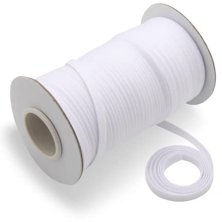 Tewadoo Schrägband, doppelt gefaltet, 1/4 Zoll – Weiß, 45 Meter, Polyester-Bindband zum Nähen, Quiltbinden, Säumen, Nähen und Stoffpaspeln