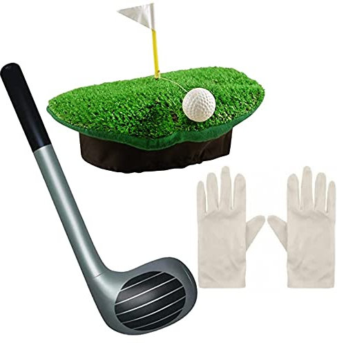 Edozos Golf-Kostüm-Zubehör-Set für Herren und Damen, lustiger Golfhut + weiße Handschuhe + aufblasbarer Schläger – Neuheit Sport Party Junggesellenabschied Verkleidung, grün, Einheitsgröße