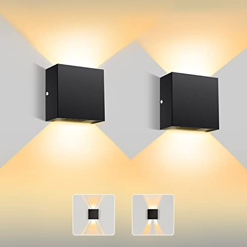 kioooki Wandleuchte Innen, 12W Wandlampe Innen mit Einstellbarem Up-Down-Design und Abstrahlwinkel, LED Wandbeleuchtung in Warmweiß 2700K für Schlafzimmer, Wohnzimmer, Flur, Balkon, Treppen…