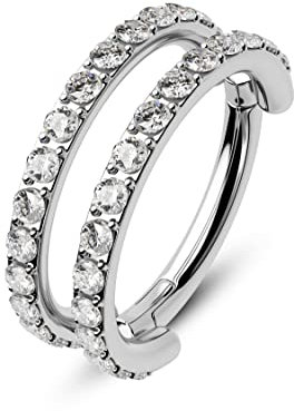 CM Crareesi Mania Ohrringe Piercing Damen Conch Piercing Ring Gold 16G Helix Piercings Chirurgenstahl Conch Creolen 8mm 10mm Helix Rook Lobe Piercing Schmuck mit Doppelte Line Zirkonia