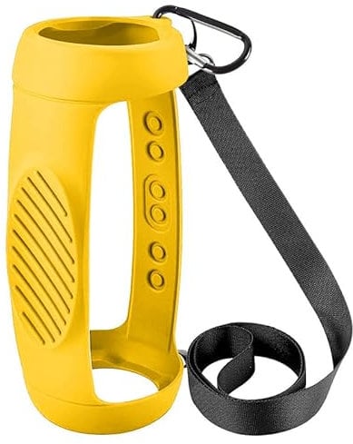 BeisDirect Silicone Case Cover for JBL Charge 5 Bluetooth Speaker, Portable Scratch Shock Sleeve Travel Carrying Protective Cover with Shoulder Strap and Carabiner (Yellow)