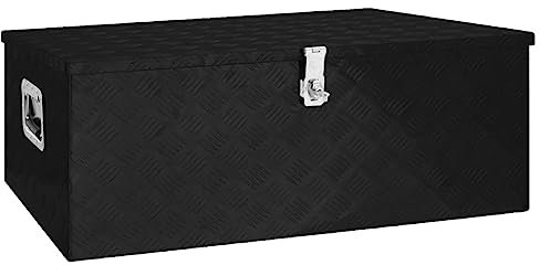 vidaXL Black Storage Box, 100x55x37 cm, Lightweight Aluminium Design, Rust-Resistant, Lockable System, Ideal for Tool & Accessory Storage, Camping Trips