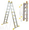 Alu Teleskopleiter ausziehbar | 20 Sprossen Leiter klappbar 4-teilig | 461 cm Länge | Gelenkleiter Klappleiter Stehleiter Aluleiter Anlegeleiter Bockleiter | bis 150 kg