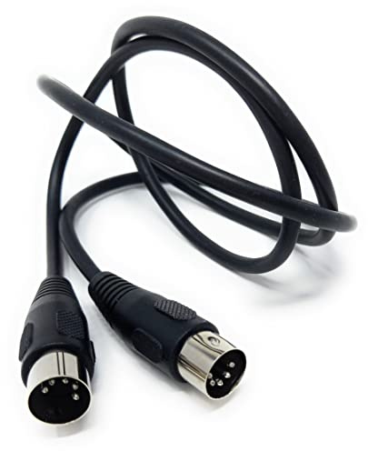DRUT 1m 5 Pin MIDI Male to Male DIN Plug Audio Cable for Music Instruments (3.3ft, Black)