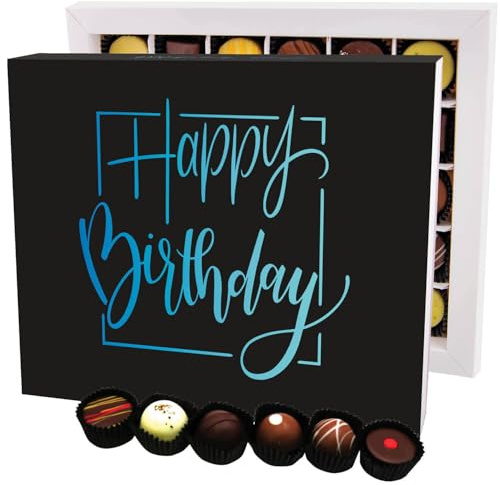 Hallingers Genuss Manufaktur Pralinen Geburtstagsgeschenk - ohne Alkohol, handmade aus Confiserie-Edelkakao in wertiger XXL-Geschenkbox Happy Birthday, Geschenke für Frauen Männer