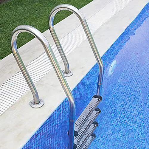 FABIIA Swimming Pool Step Ladder with 2/3/4/5 Step Pedal, for in Ground Pools Durable Pool Ladder, 1.2Mm Wall Thickness, Weight Capacity 440Lbs, Silver/Silver/Sf-315