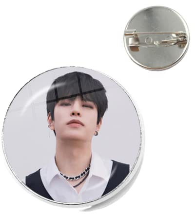 Kpop Stray Broche en verre pour enfants Cabochon en forme de dôme pour vêtements, sac à dos, décoration, bijoux, cadeaux, L, Bronze, verre, métal, résine, argent