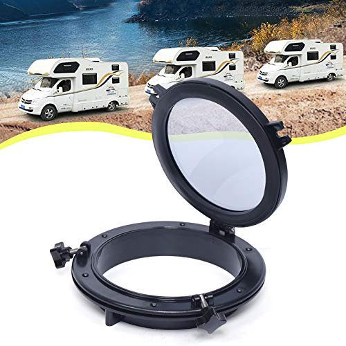 KenSyuInt Round Porthole Marine Boat Yacht Window RV Vans Opening Window Universal Replacement Port Hole Portlight Hatch Tempered Glass (Ø 10 inch)