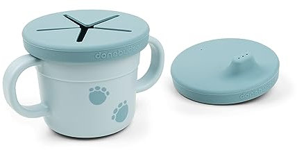 Done by Deer Foodie Snack & Trinkbecher Set Elphee Blau, 3-in-1 Kinderbecher – becher, trinklernbecher und snackbecher - Plastikbecher: 100% PP, Deckel: 100% Silikon alle Teile in Lebensmittelqualität