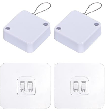 sourcing map Punch Free Automatic Sensor Door Closer Forceful Automatic Door Closer ABS Closer with Steel Wire for Family Doors, Wardrobe,Window 400G White 2 Set