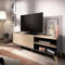 Dmora - Mobile porta TV Asinara, Credenza bassa da soggiorno, Madia da salotto per televisione, 155x43h47 cm, Rovere e Antracite