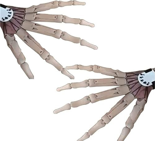 Halloween Articulated Fingers,Articulated Finger Puppets Toys,3D Printed Articulated Finger Extensions Halloween Cosplay,Halloween Cosplay Prop Gear,As Flexible as Your Own Fingers (White-1 Pair)