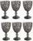 Juego de 6 Copas de Vino y Vasos de Color Vintage Con Patrón de Cristal, Vasos de Cóctel Con Relieve, Copas de Agua (Gris Brillante)