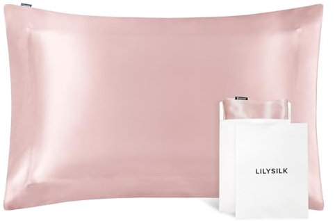 LILYSILK 19 Momme Seidenkissenbezug im Oxford-Stil 100% Maulbeerseide 6A Grade Reine Seidenkissenbezüge für Haare und Haut Umschlagverschluss Kissenbezug 80x80cm, Altrosa
