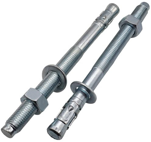 SKIR'CO Lot de 2 chevilles d'ancrage galvanisées M20 x 250 mm, chevilles en métal, boulons d'ancrage, chevilles de maçonnerie, ancrages en béton