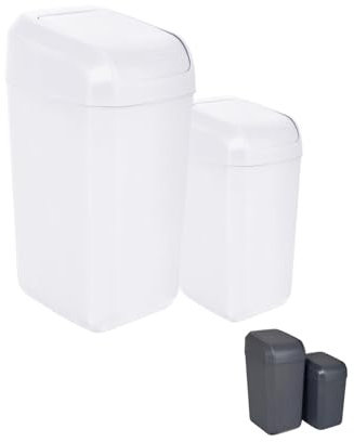 JARDIN202 - Papelera con Tapa Basculante - Cubo basura Antracita para Cocinas, Baños y Despachos - Contenedor de Residuos | 15 L (Gris Claro)