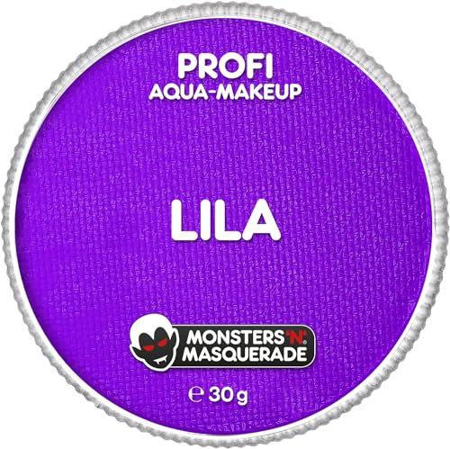 Monsters'n'Masquerade® – Profi Aqua Schminke LILA 30g | Gesichts- & Körperschminke auf Wasserbasis | Hexe, Spinne, Joker | Make-Up Theaterschminke Gesichtsfarbe Karneval Halloween