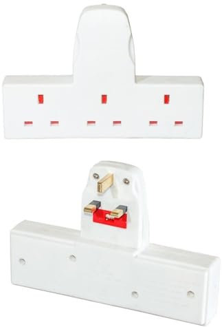 Multi Plug Adapter, 3 way triple gang uk 3 pin multi-socket plug extension mains adaptor, Power Socket for Bedroom, Office, Kitchen - White