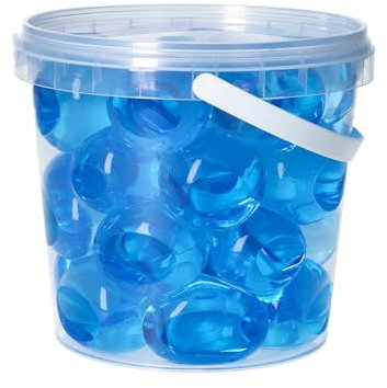 trendfinding 1 Liter Eimer aus Kunststoff mit Deckel Deko Hydro Wasser Perlen Kugeln künstliche Blumenerde Aquaperls Aqualinos zum Dekorieren (Blau_XXL)