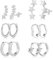 Silber 925 Ohrringe Set Damen, ASH'S CHOICE 6Paar Silber 925 Ohrstecker Kleine Creolen Knorpel Ohrringe, Multipack Glitz Silber Creolen Ohrringe mit Strass Zirkon Blatt Stern Ohrstecker Lange Damen