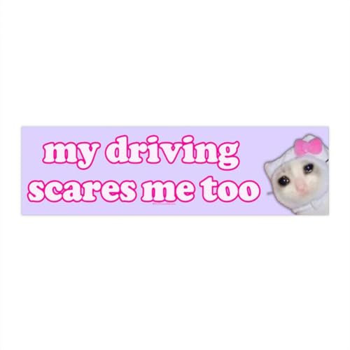 BOWTONG Nice Driver Autoaufkleber, My driving scares me too, selbstklebender Fahranfänger, lustiger essentieller Aufkleber, Aufkleber für Auto,