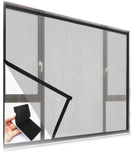 DIY Fliegengitter Fenster, Insektenschutz Fenster Kann Zugeschnitten Werden, Fliegennetz Moskitonetz Fenster Ohne Bohren, Katzenschutz Fenster für Balkon, Katzengitter Fenster (Color : Gray Mesh Blac