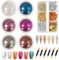 HavaCue 6 Farben Chrome Nail Powder mit Schachtel Glitter Goldfolie, Cromepulver Nägel Deko, Neonail Glassy Pearl Effect Nail Powder, Holographische Pigment für Nägel Nagelpuder für Harz Handwerk