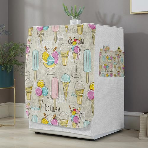 Highdi Housse de Protection pour Machine à Laver, Chargement Frontal Housse La Poussière avec Ouverture Frontale pour Linge Domestique (Capacité L 10.5~12KG,Glace 8)
