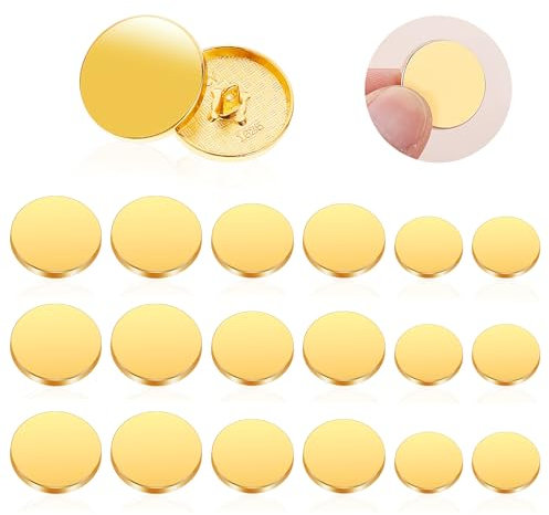 18 Stück Gold Ersetzen Knöpfe für Blazer 3 Größen Flache Knopf Metall Nähknöpfe Rund Abnehmbarer Knopf Bastelknöpfe für Damen Herren Anzüge Mäntel Hemden Hosen Jacken