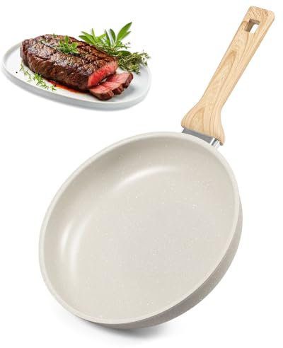 Non Stick Frying Pan Skillet 26cm Saute Pan with Heat Resistant Handle Uniform Heat Conduction Omelette Pan Egg Pan Stone Cookware Chef's Pan Compatible with Most Stove Tops Induction Hob Easy to Clea