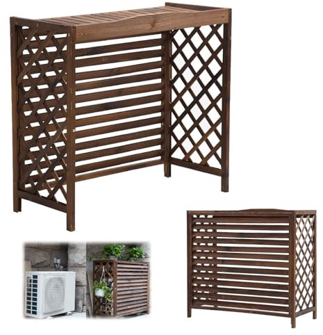 Klimaanlagen Abdeckung Außen Balkon Sichtschutz Holz Klimaanlage Abdeckung Außengerät Holz Gitter Blumenständer Draußen Anti-Korrosion Verkleidung Für Wärmepumpe Klimaanlage Dekoration Gartenregal(100