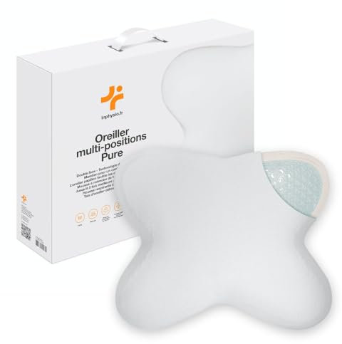 Inphysio - Ergonomisches Nackenkissen - Memory-Schaum Kissen mit Kühlendem Gel - Schmetterlingskissen, 53x43x12 cm - Weiß