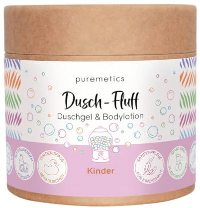Dusch-Fluff 'Kinder' | Duschgel & Bodylotion in Einem | Für Kinder ab 3 Jahren | Fruchtiger Kaugummiduft