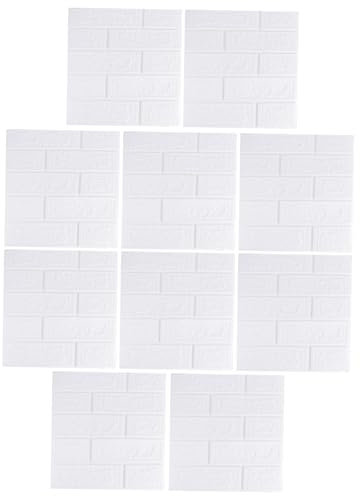 HOMSFOU 10 Pièces Sticker Mural Motif Brique Papier Peint En Mousse Papier Peint Brique Réaliste Papier Peint Adhésif Panneaux Muraux Matériau Xpe Souple En Mousse Haute Densité Blanche
