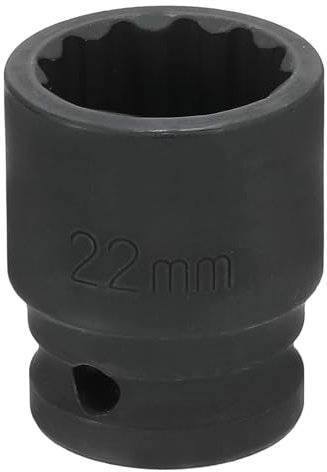QUARKZMAN Douille à Choc à 12 Pans 1/2 Pouce Entraînement 22 mm Métrique Cr-V Douille Peu Profonde à Choc pour Clé à Écrou pour Réparation Automobile