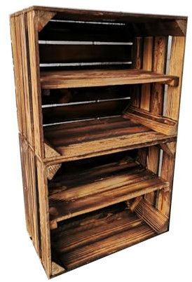 Alte geflammte Obstkisten/Holzkisten in vielen Variationen -Ideal zum Möbelbau oder zur Aufbewahrung- Sehr massiv und stabil verarbeitet (2er Set Boden Lang)