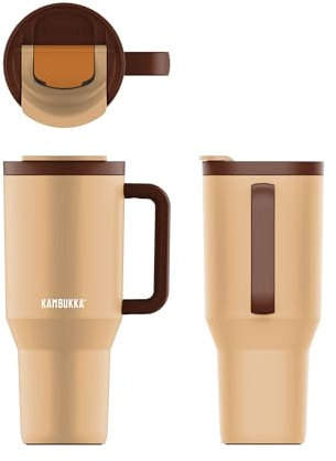 Kambukka Rio 32oz / 950ml Leakproof Insulated Tumbler with Telescopic Straw – Stainless Steel, Keeps Cold for 24+ Hours, BPA-Free, Dishwasher Safe, Carry Handle, Fits Cup Holders - Almond Dream