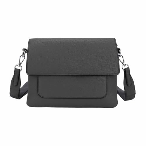 Damen Tasche Shopper Brusttasche Schultertasche Crossbody Trio Umhängetasche Messenger Handtasche Crossover BodyBag Dunkelgrau