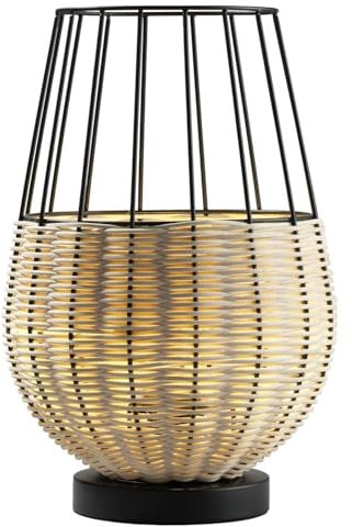 casa NOVA Tischlampe - H 38,5 cm - Braun - Schwarz - Metall