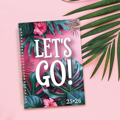 Schülerkalender 2025-2026, A5, gebunden, Wochenansicht, Spiralbindung, verschiedene Designs (Lets Go)