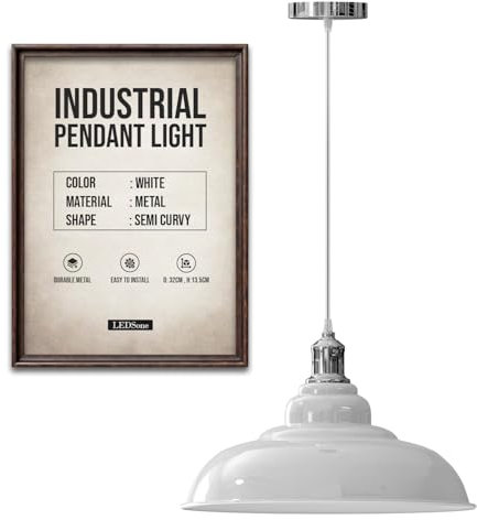 LEDSone Pendelleuchten-Set im Retro-Stil, Metall, E27, 32 cm [Energieklasse A] (Weiß)