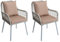 Mendler Set 2 sedie da giardino HWC-O12, da esterno alluminio intrecciato a corda Rope - grigio chiaro, cuscini taupe