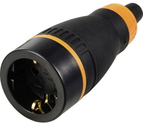 Sygonix SY-6618480 Fiche électrique Femelle avec Terre TPE, PC 250 V/AC Noir, Orange IP20