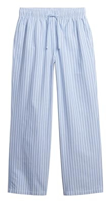 Superdry Damen Gestreifte Hose aus Bio-Baumwolle mit Elastikbund Broker Blau Gestreift 44