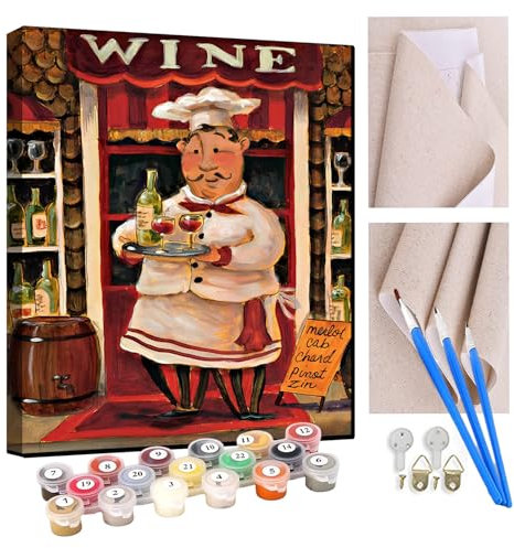 KANGBAWA Peinture par Numero Adulte Kit Peinture Adulte Enfant Comprend des Peintures Acryliques et des Pinceaux - cuisinier Sans Cadre (Toile 40x50 cm)