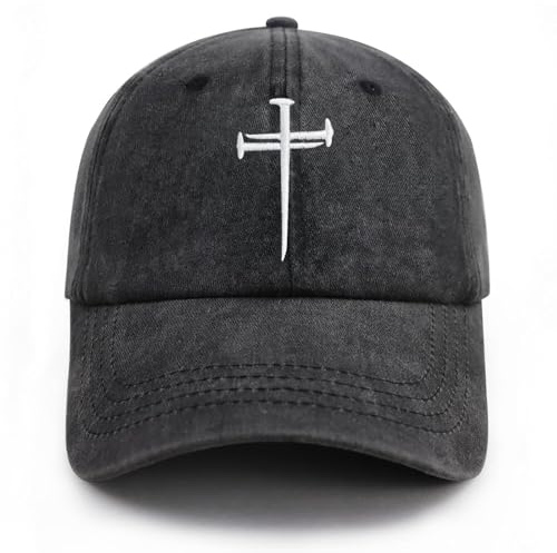 Baseballkappe mit Christan-Jesus-Kreuz, bestickt, verstellbar, für Herren und Damen, Polo-Trucker, Unisex-Stil, Schwarz - Ghost-1, Einheitsgröße