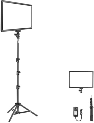 NEEWER 13 LED Video Light Panel, Studio Lighting Kit with Tripod Stand, 20W Bi Color Dimmable Photo Key Light for Streaming Photography Podcast Recording, CRI97+ 2400Lx/0.5m, 29.6Wh Battery, NL-192AI