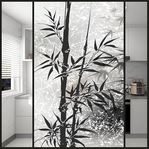 Vinilos para Cristales 60X120CM Bambú Negro Vinilo Adhesivo Cristal Translucido,Vinilos Adhesivos para Cristales,Vinilo Ventana,Vinilo Mampara Ducha,Window Film Anti UV