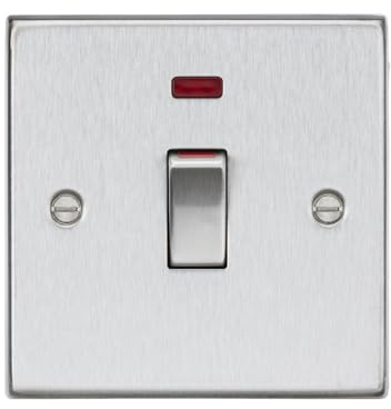 Knightsbridge 45A Switch with Neon (1G) - Brushed Chrome